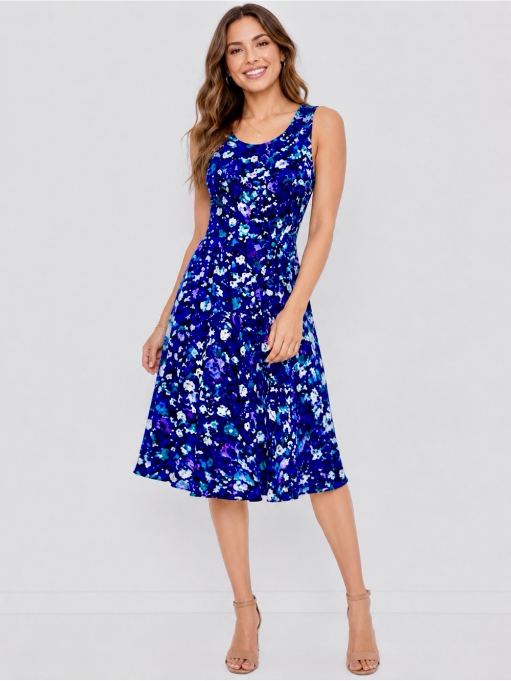 Jessica Howard Watercolor Floral Scoop Neck Fit & Flare Dress 4